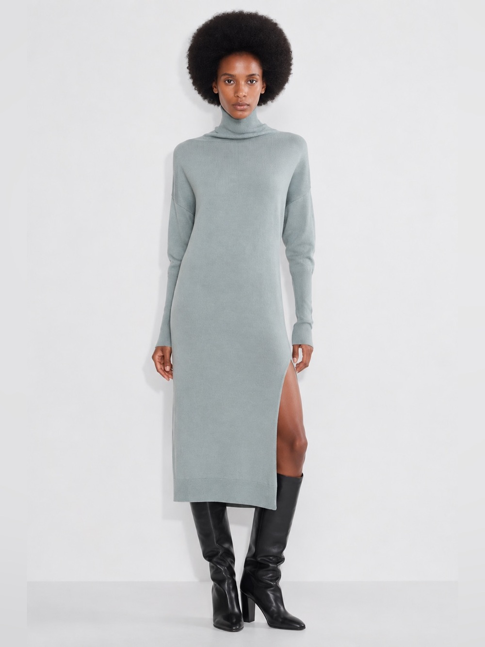 Aritzia Wilfred Sweater Dress Turtleneck Long Sleeve Wool Sage Green Size Small